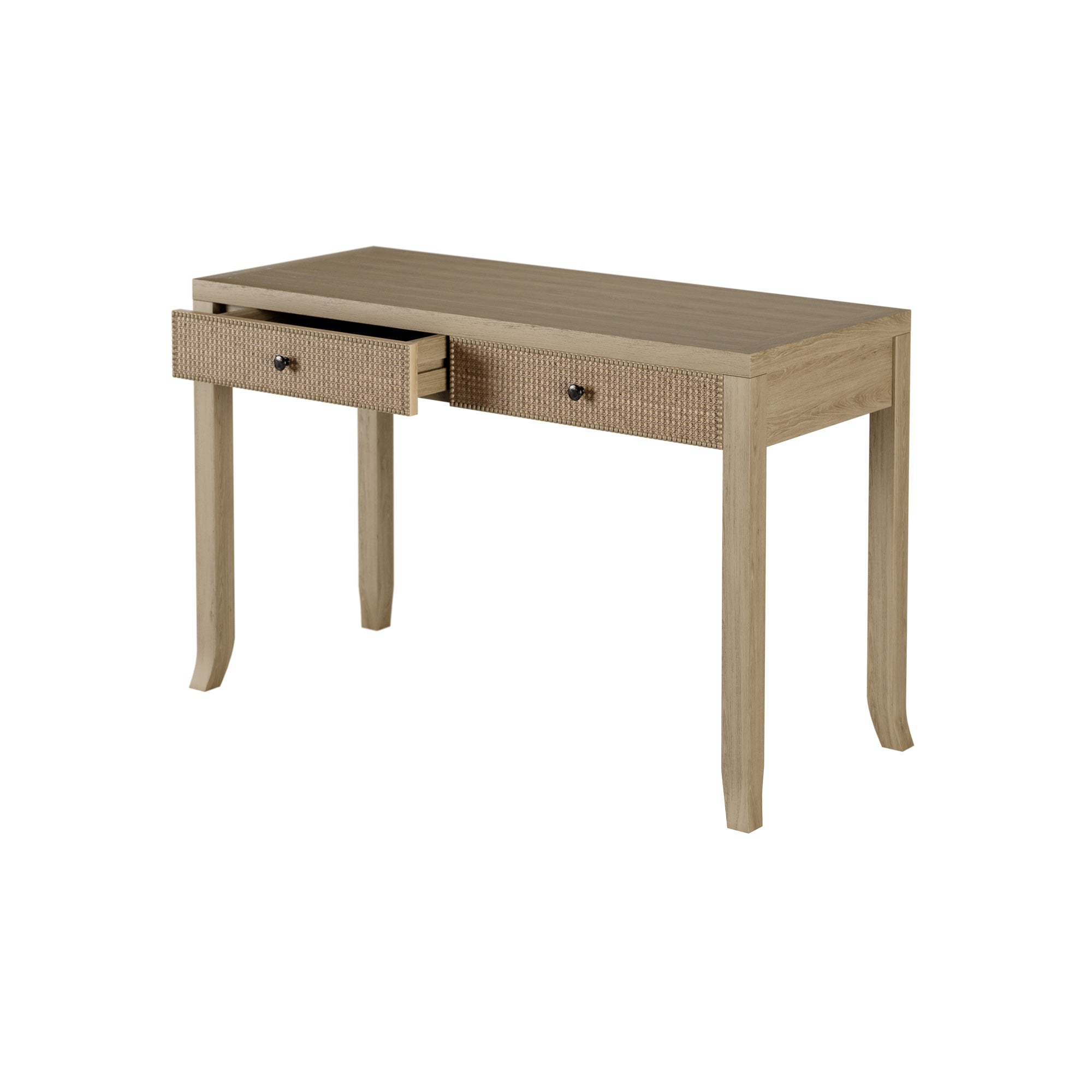 DI Designs Witley Natural Oak Wood Rattan Desk